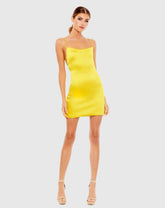 Satin Lace Up Back Sleeveless Mini Dress