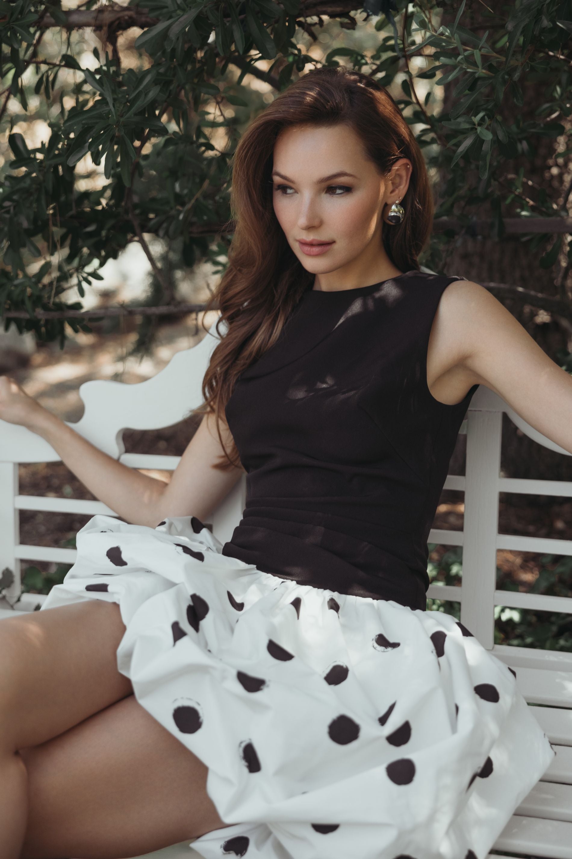 Black and White Polka Dot Bubble Skirt Mini Dress