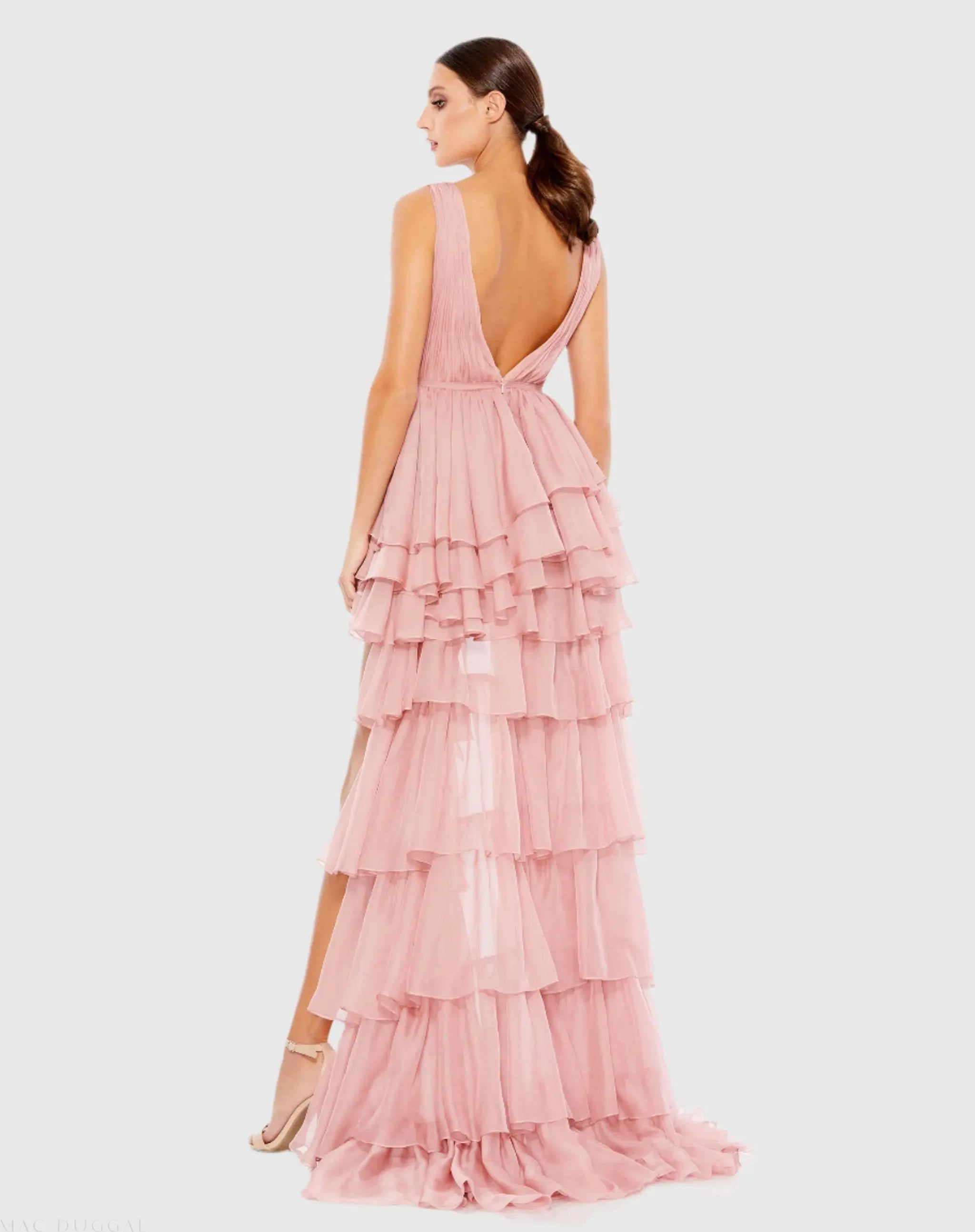 Pink High Low Gown with Built In Bodysuit