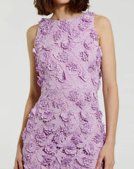 Purple Floral Lace Fitted Sleeveless Mini Dress