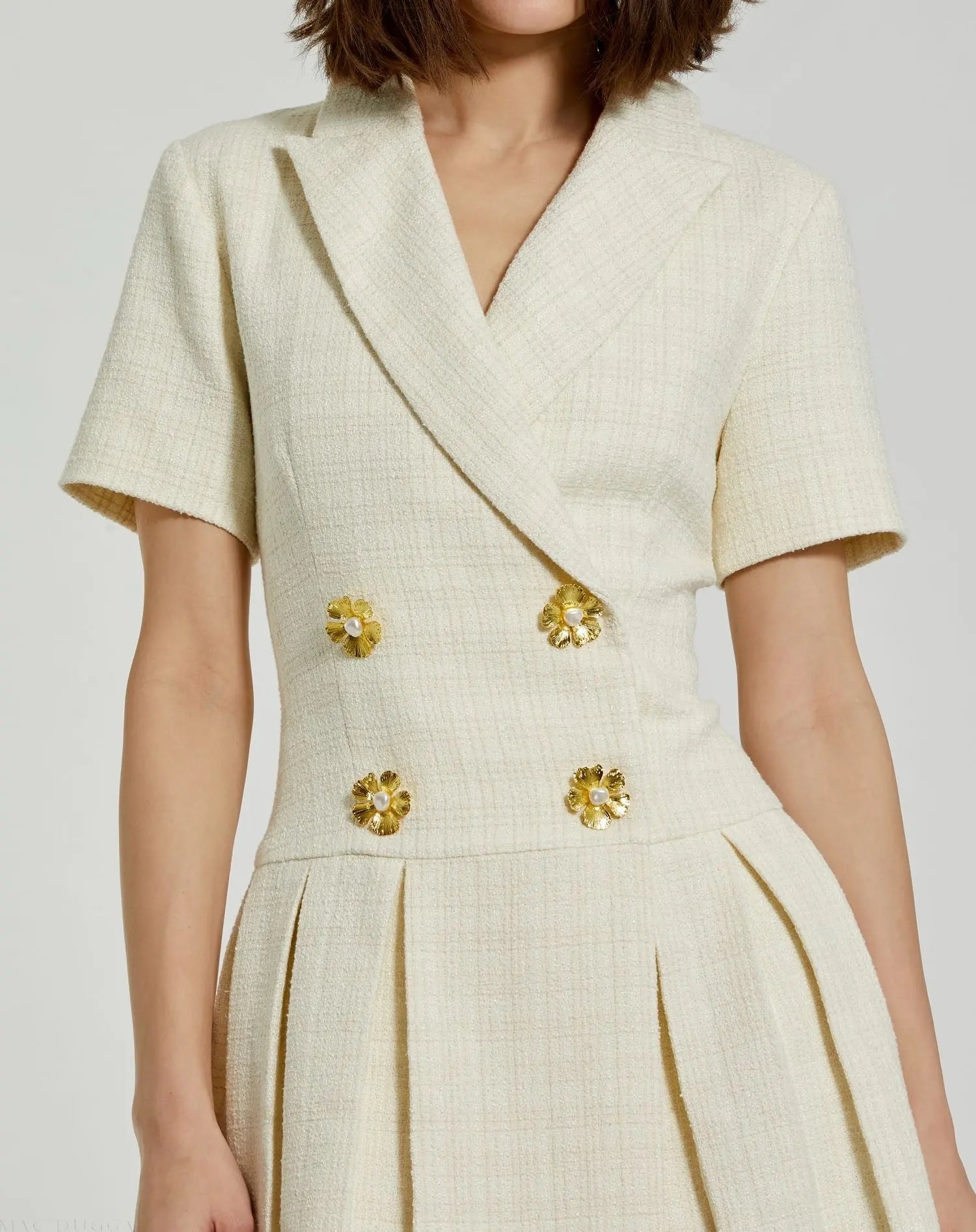 White Tweed Short Sleeve Blazer Mini Dress