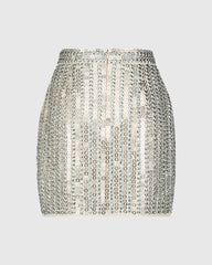 Silver Sequin Embellished Mini Skirt - FINAL SALE