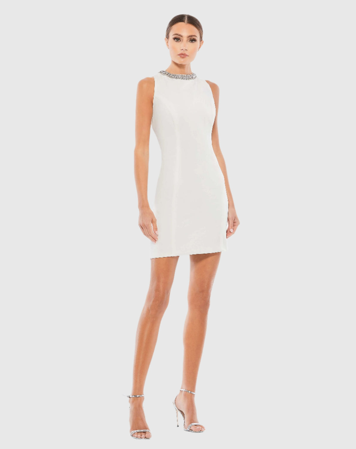 White Bejeweled Bodycon Mini Dress