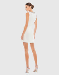 White Bejeweled Bodycon Mini Dress